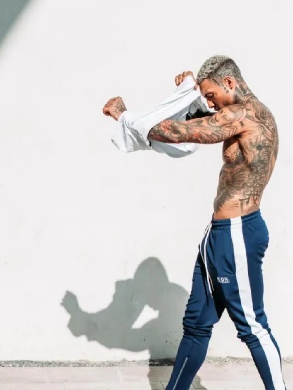 NEW ICON AMSTERDAM Navy Track Pants with White Stripe